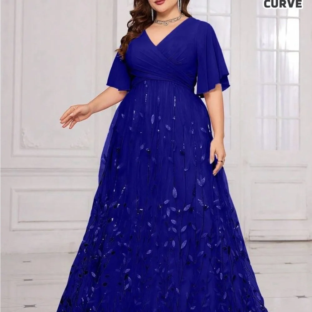 Elegant Royal Blue Evening Gown - Picture 6 of 6